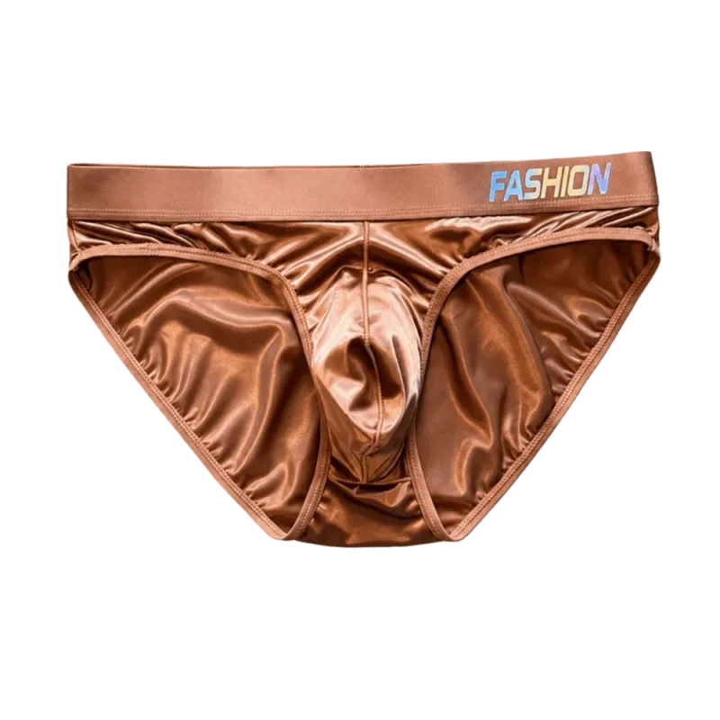 Underwear Men's Triangle Panties Low Waist Ultra Smooth Satin Silky Briefs Lingerie Gradient Letter Glossy Underpants Daily Wear — image 16