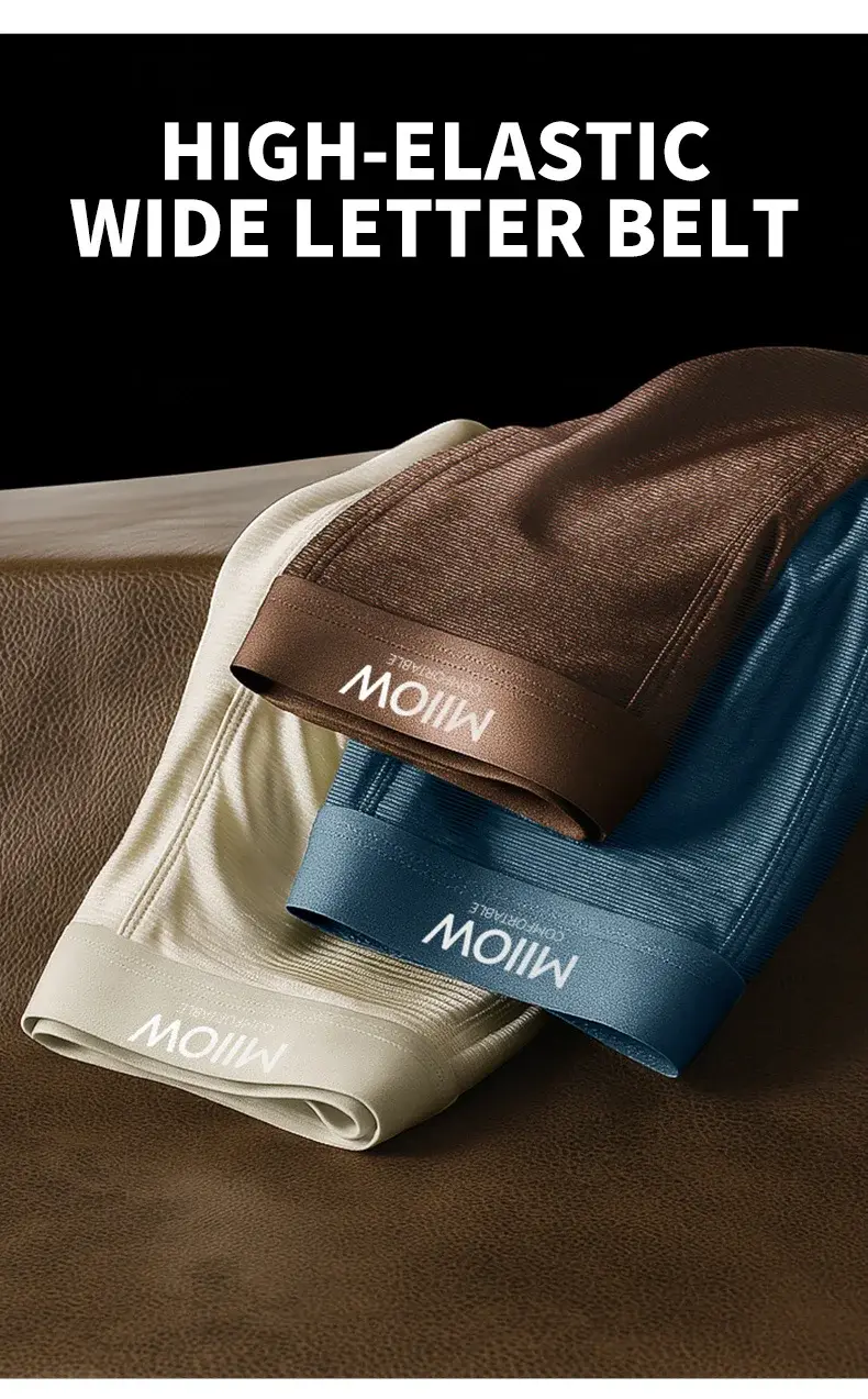 MiiOW 3Pcs Satin Cool Ice Silk Men Underwear Boxers 10A Antibacterial Men's Panties Summer Silky Breathable Man Underpants Boxer — image 7
