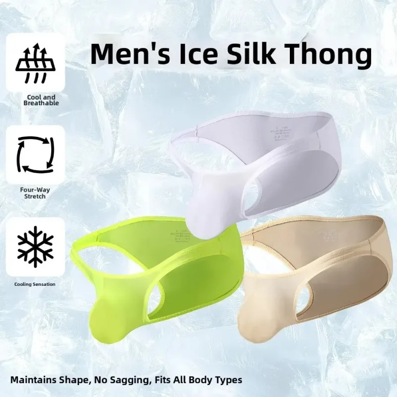 Quick-Dry Ultra-Thin Ice Silk Briefs Low Waist Seamless Men Underwear U-Pouch Lingerie Mesh Panties Travel — image 5