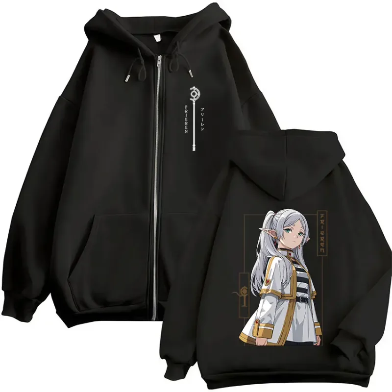 Anime Frieren: au-delà de la fin du voyage sweat à capuche pour homme femmes vêtements mode Harajuku sweat à capuche zippé vestes manteaux