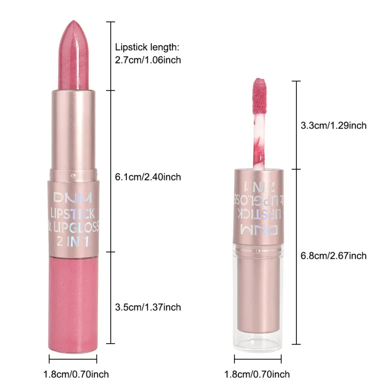 DNM Double Headed Mate Lipstick and Lip Gloss Μακιγιάζ μακράς διαρκείας 2 σε 1 Stick Moisturizing Lipgloss Tint Cosmetics Lip Stain — image 6