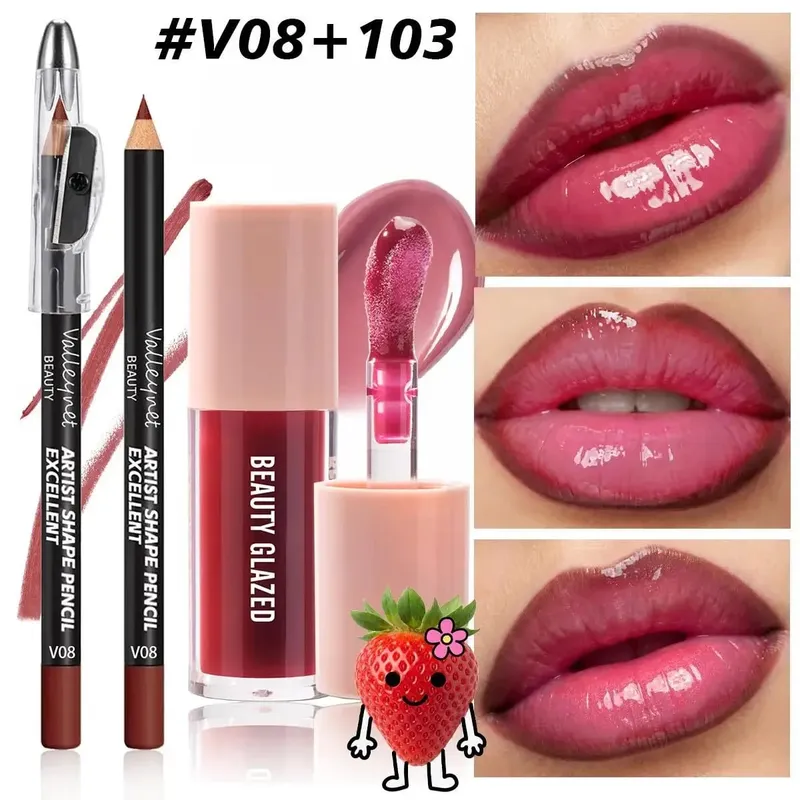 2Pcs/Set Precision Lip Kit Duo -Creamy Liner with Built-in Sharpener & Moisturizing Liquid Lipstick - Defined Contour Makeup Set — image 3