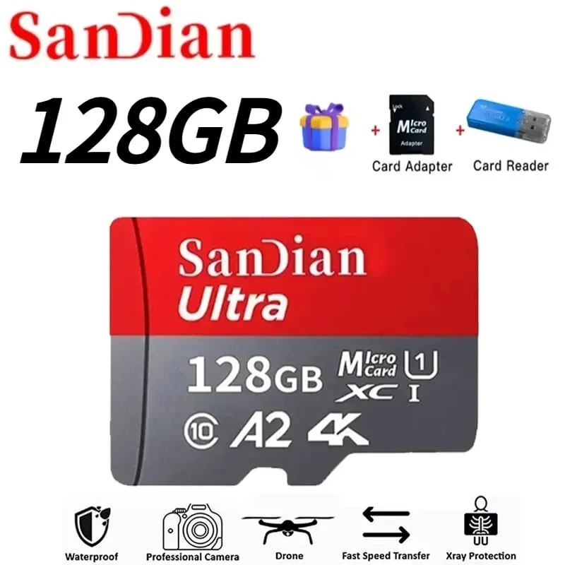 כרטיס מיקרו TF מהיר 128GB Class10 כרטיס פלאש 256GB כרטיס זיכרון 512GB לטאבלט לסמארטפון