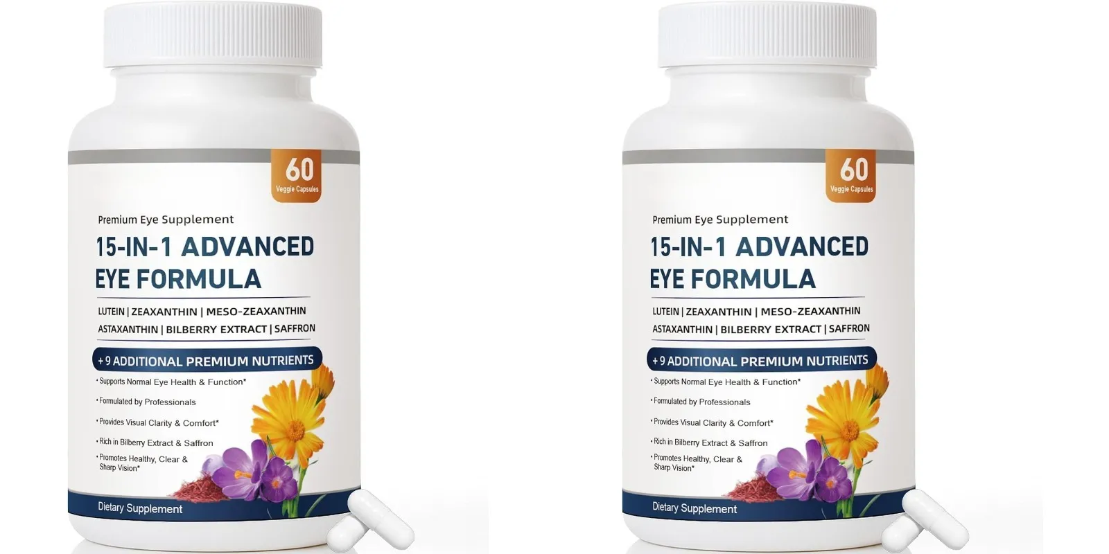 15 in 1 Advanced Eye Formula Lutein Zeaxanthin Bilberry Extract Vitamin C & E Supports Eye Health 60 Veggie Capsules for adult — image 8