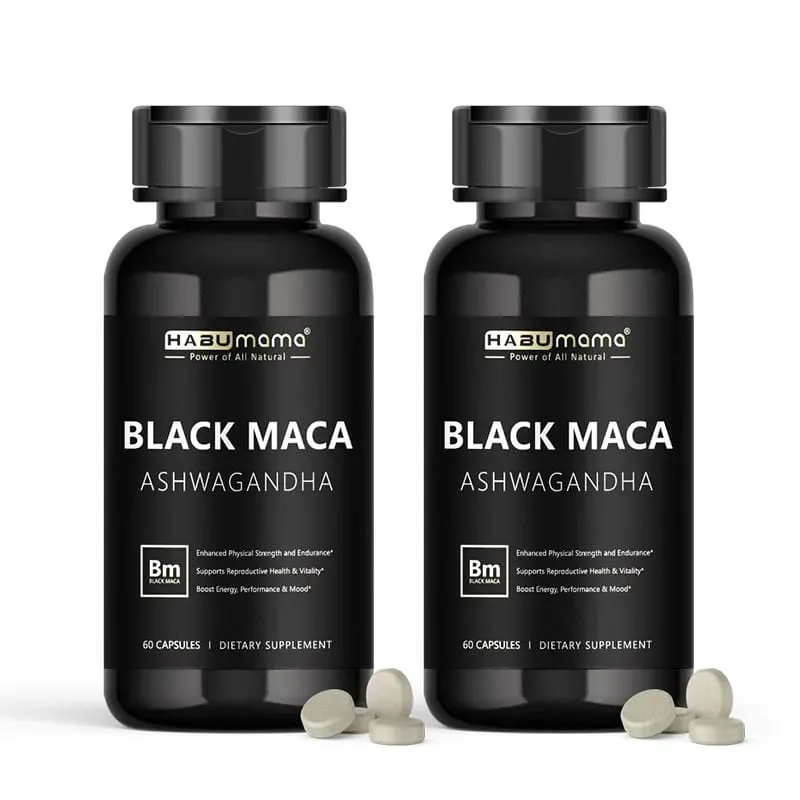 Organic Black Maca -60 Tablets 100% Pure Non-GMO Υποστηρίζει την αναπαραγωγική υγεία Φυσικό Energizer Stamina Enhancer Performance