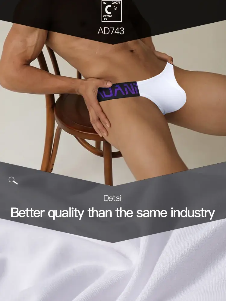 1PCS Men's ADANNU Modal Triangle Briefs Letter Waistband Soft Breathable Underwear