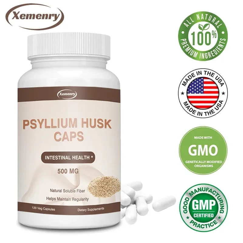Κάψουλες Psyllium Husk | Συμπλήρωμα διαλυτών ινών Premium | Μαλακτικό κοπράνων σε σκόνη Psyllium και ανακούφιση για τη δυσκοιλιότητα ενηλίκων