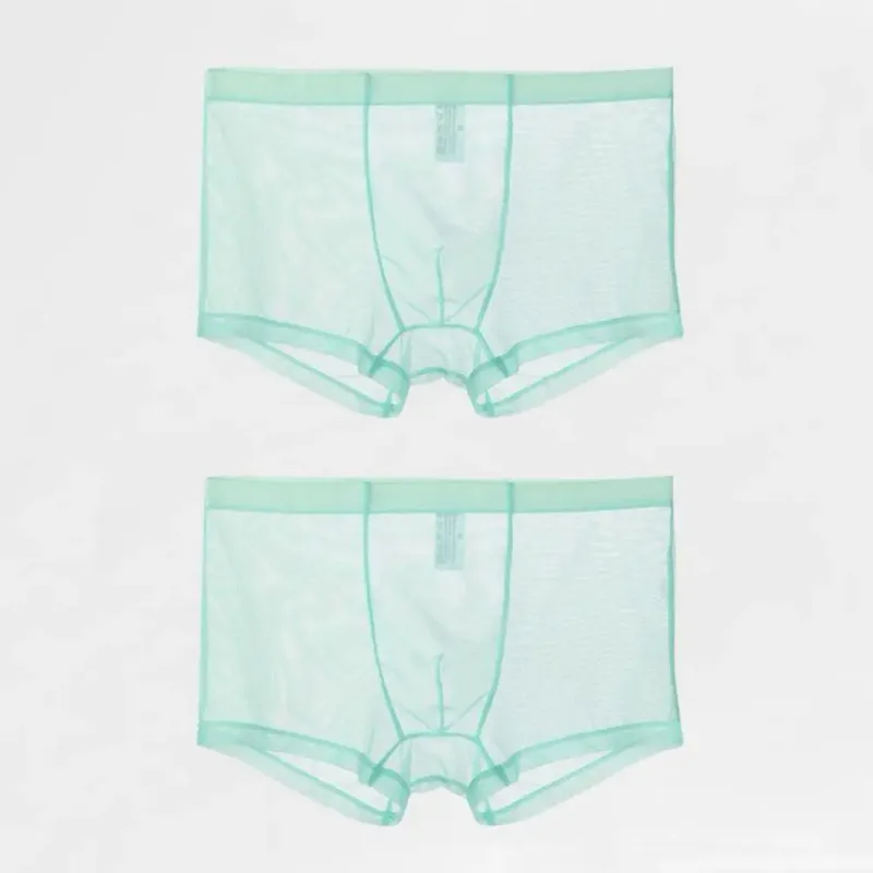 Bóxers transparentes para hombre, calzoncillos transparentes de malla Sexy, cintura baja, seda helada, bragas refrescantes finas, ropa interior para hombre
