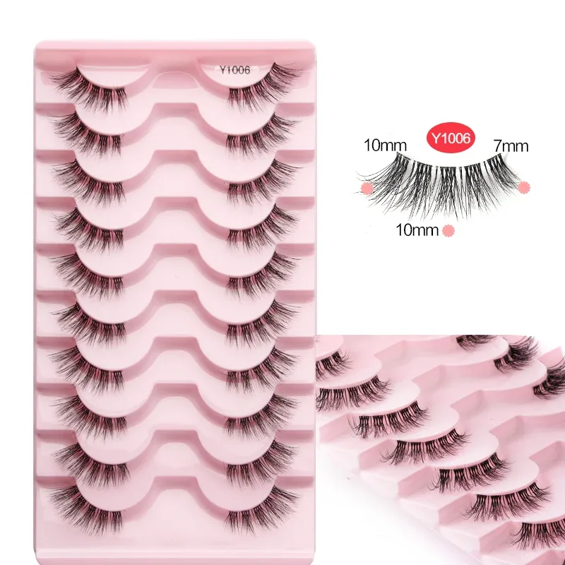 Half Eye Lashes Cat Eye Lashes 3/5/10 Pairs False Eyelashes Fluffy Soft Natural Look Clear Band 3D Mink Lashes Extension Makeup