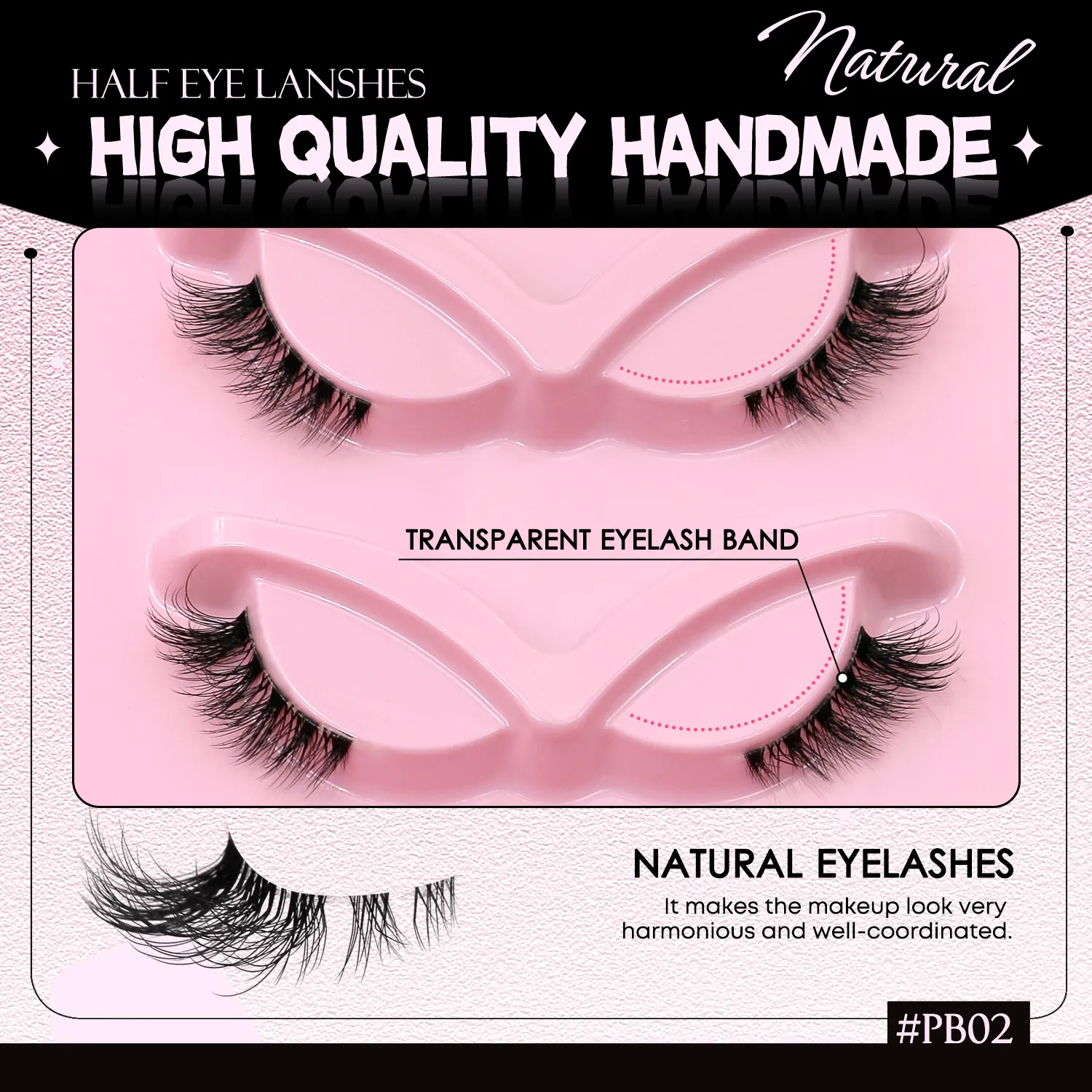Half Lashes Cat Eye Eyelashes Natural Look Wispy műszempillák Faux Mink Lashes Clear Band Natural műszempillák Smink — image 6