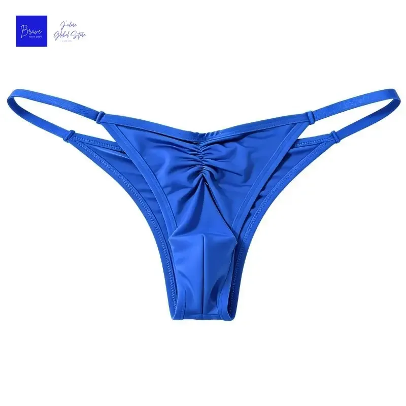 1 Piece Men's Sexy Thong - High Slit Ruched Semi-transparent Ice Silk Fabric Breathable No-Stick Casual Daily Men Underwear — image 5