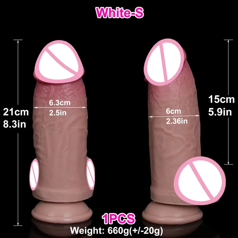 Μαλακό ρεαλιστικό τεράστιο χοντρό δέρμα Dildo Βεντούζα σιλικόνης Μεγάλο πέος Πρωκτικό παιχνίδι σεξ για Γυναίκα Άνδρας Ζευγάρια Κόκορας Αυνανισμού — image 9