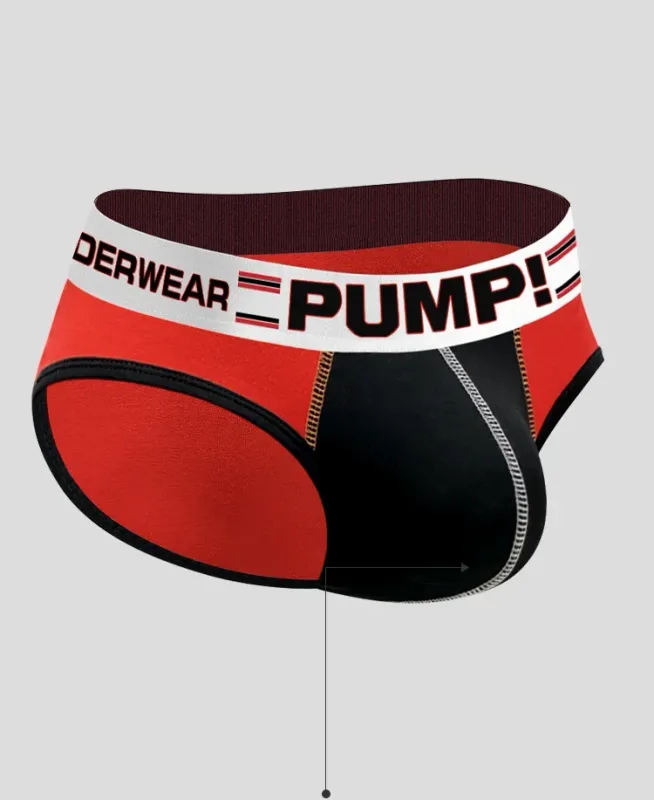 Men's Cotton Color Block Briefs, Pump! Logo Wide Waistband Low Rise Sexy 3D Convex Pouch Underwear 3256813080433415 — image 12