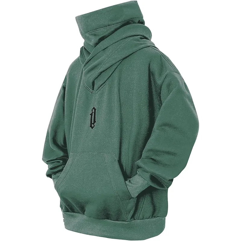 Moletom de gola alta bordado oversized y2k masculino feminino com capuz japonês ninja hoodies outono hip hop velo bolso streetwear