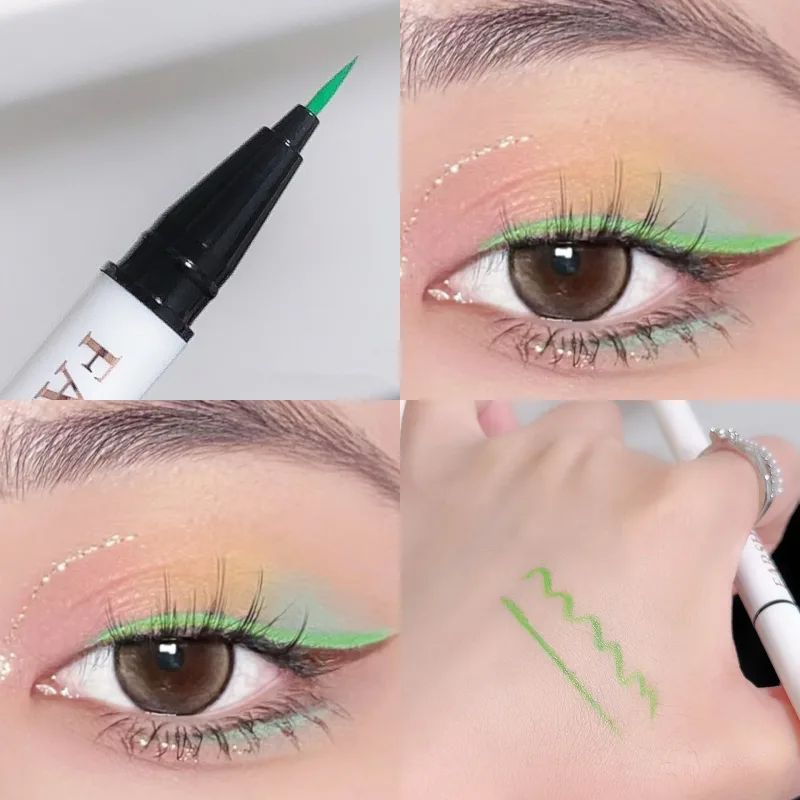 Liquid Matte Turquoise Eyeliner Ultra Fine Black White Eyeliner Waterproof Easy To Color Rainbow Colorful Eye Liner Eyes Makeup