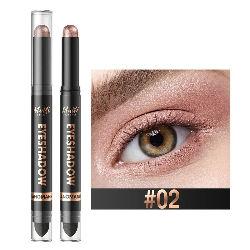 16 Χρώματα Double Head Eyeshadow Stick Pearlescent Shimmer Brown Υψηλή αδιάβροχη κρέμα ματιών μολύβι ματιών μακράς διαρκείας μακιγιάζ