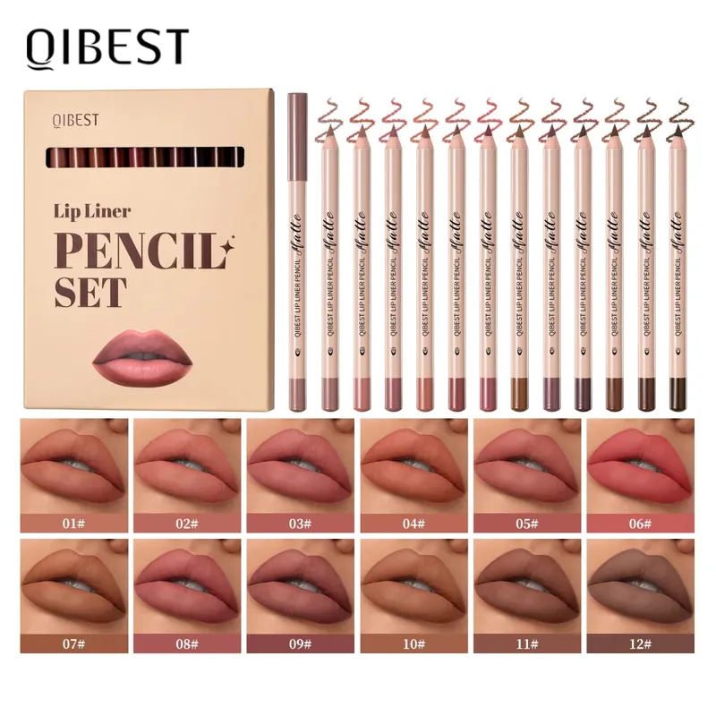 Σετ στυλό Lip Liner 12 Χρωμάτων Διαρκής Αδιάβροχο Αδιάβροχο Easy Coloring που δεν ξεθωριάζει Color Rendering Lipliner Set Cosmetics