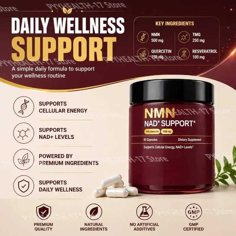 NMN NAD+ Συμπλήρωμα Υποστήριξης 1000mg με TMG & Quercetin για Υγιή Γήρανση Κυτταρικής Ενέργειας & Αντιοξειδωτική Υποστήριξη 60 Κάψουλες — image 5