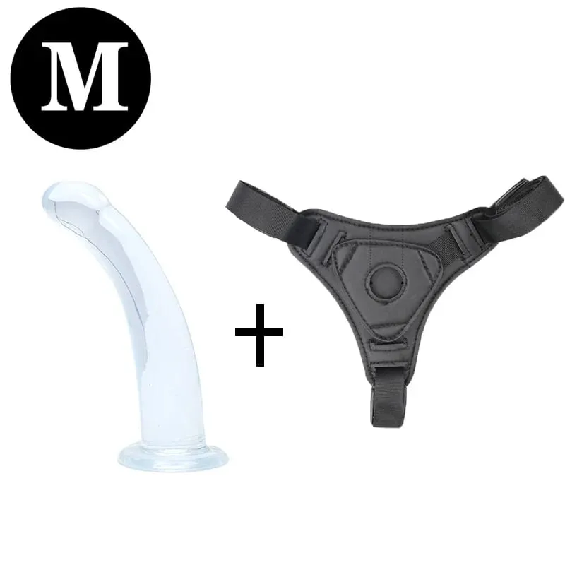 Lesbian Realistic Strapon Dildo Panties Strap-on Harness Belt with Silicone Anal Plug Suction Cup for Women Gay Sex Toys