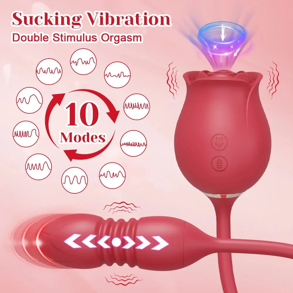 Rose-Sucking Thrusting Dildo Vibrator for Women Nipple Clit Stimulator Vibrating Egg Tongue Licking Clitoris Sucker Sex Toys — image 2