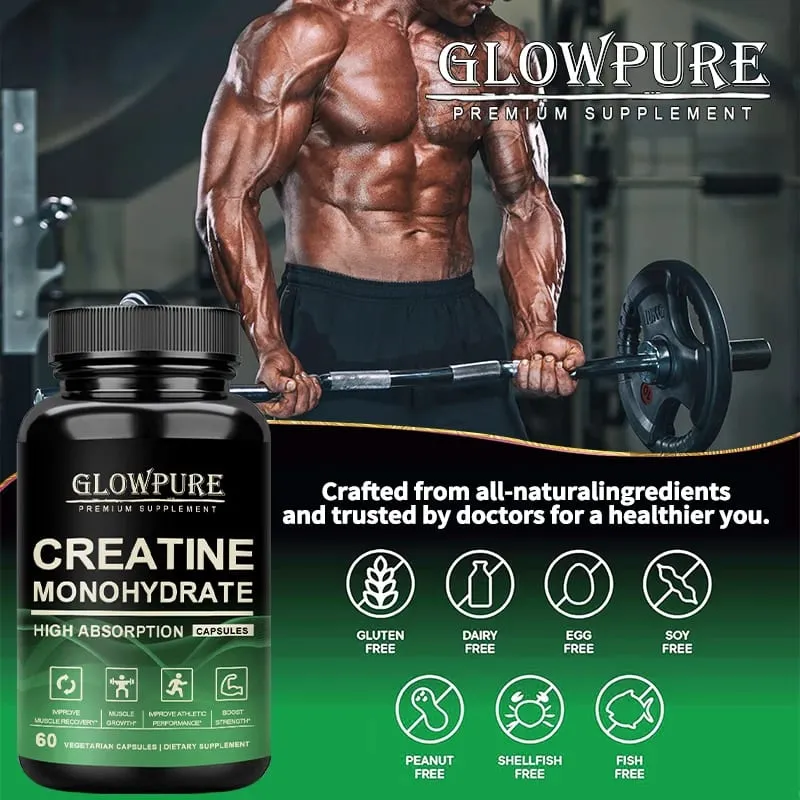 Creatine Monohydrate Capsules for Muscle Endurance Workout Recovery Mass Gainer Strength Performance Nutritional Supplement — image 6