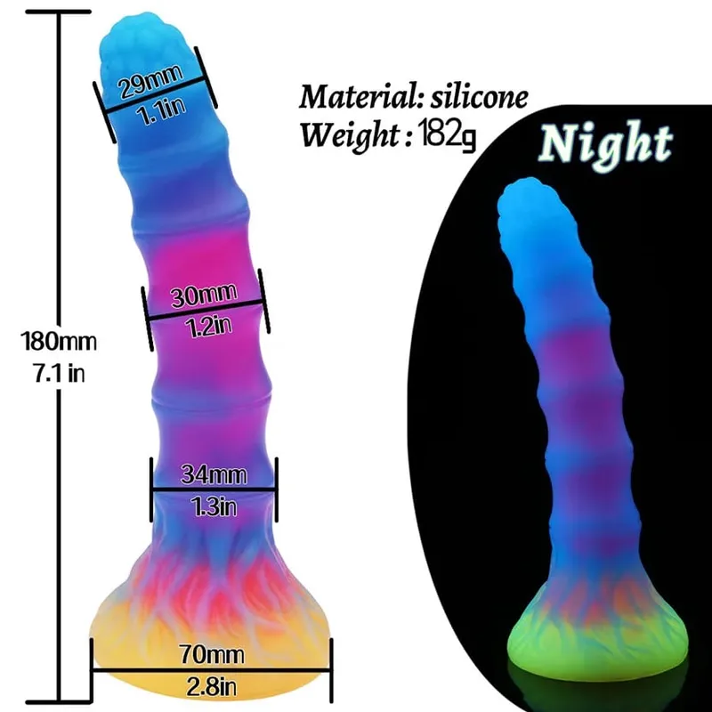 Realistic Night Glowing Anal Plug Luminous Monster Dragon Dildo for Women Men Butt Plug Sexy Dog Shape Sex Toy for Couples — image 8