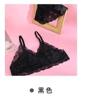 Γαλλικό καλοκαιρινό Bralette - Ασύρματο σουτιέν Push-Up για μικρό στήθος εξαιρετικά λεπτό τριγωνικό κύπελλο & σέξι σετ εσωρούχων & σέξι Tushy