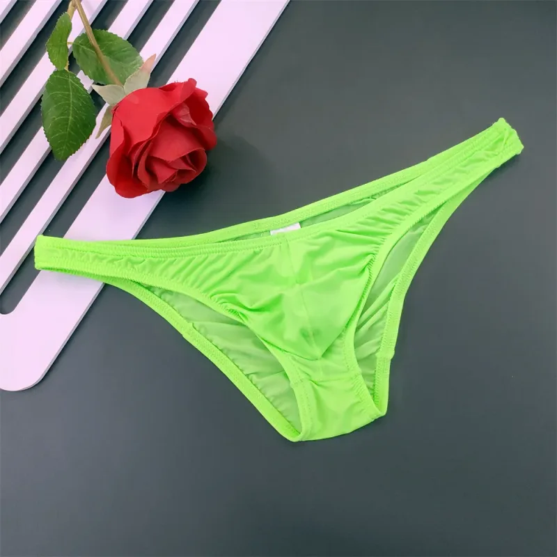 5Pcs New Youth Men's Ice Silk Brief U Pouch Underwear Low Waist Ultra Thin Transparent Underpants Sexy Plus Size Male Panties — image 11