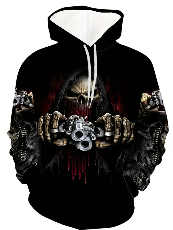 Sweat-shirt imprimé crâne et Rose en 3D, vêtements de sport avec cordon de serrage, hauts à manches longues, sweat à capuche pour hommes, vêtements graphiques de rue — image 9