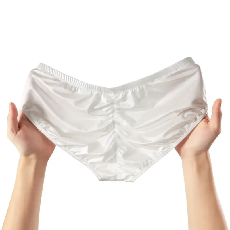 Breathable Low Waist Male Underwear Ice Silk Bulge Pouch Satin Silk Briefs Glossy Shiny Lingerie Men's Triangle Panties Sports — image 12