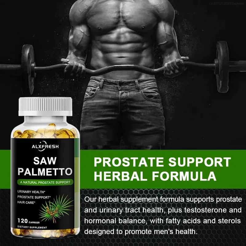 Alxfresh Prostate Health Supplement Natural Saw Palmetto Extract Supports Prostate and Hair Growth Capsules for Men and Women