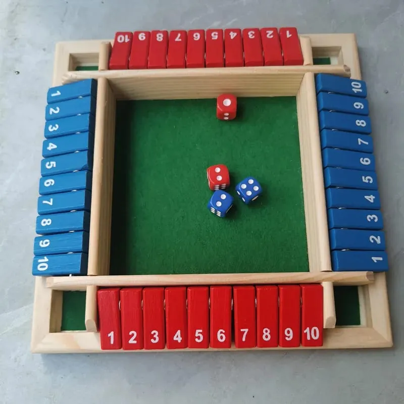Deluxe Four Sided 10 Numbers Shut The Box Σετ επιτραπέζιου παιχνιδιού Toy Dice Party Club Παιχνίδια ποτού για ενήλικες Οικογένειες — image 6