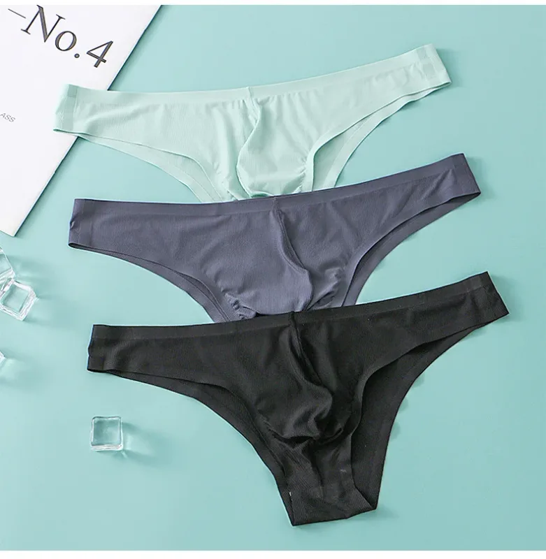 Half Hip Small Triangle Men's Underwear Low Waist Sexy Young Men Ice Silk Seamless Briefs Summer Lightweight Breathable Panties — image 14