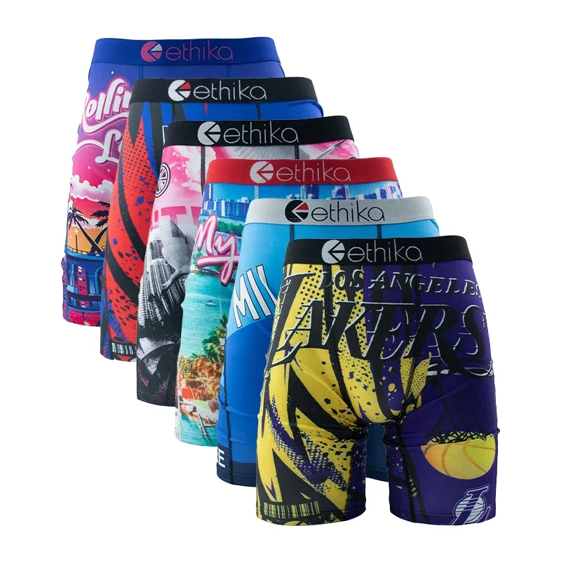 6Pcs Men Underwear Boxers Breathable Mesh Crotch Man Swimming Underpants Plus Size Mens Panties Trunks Men's Boxer Briefs