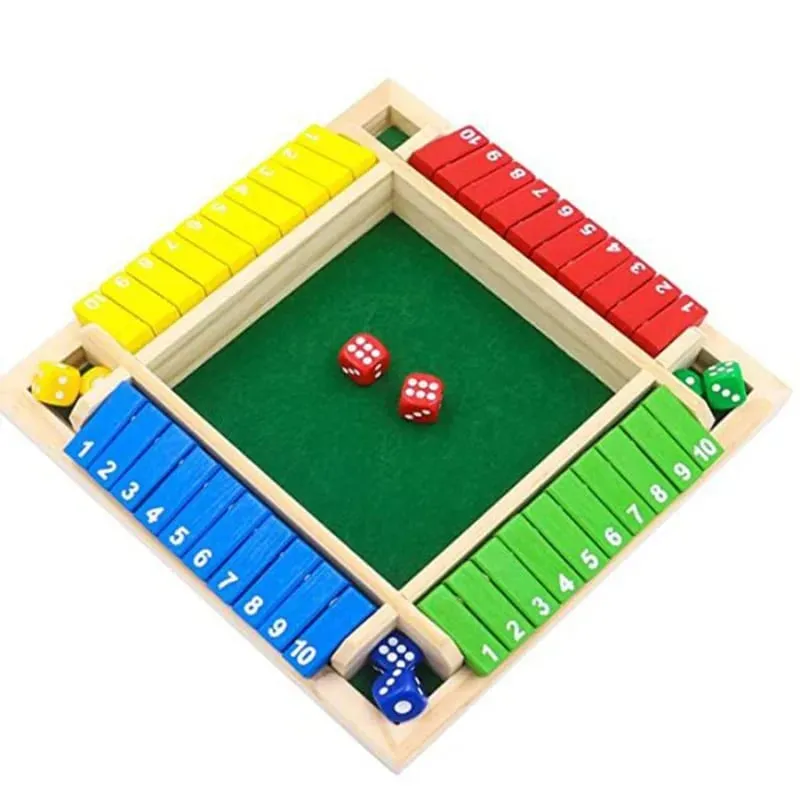 Deluxe Four Sided 10 Numbers Shut The Box Σετ επιτραπέζιου παιχνιδιού Toy Dice Party Club Παιχνίδια ποτού για ενήλικες Οικογένειες — image 3