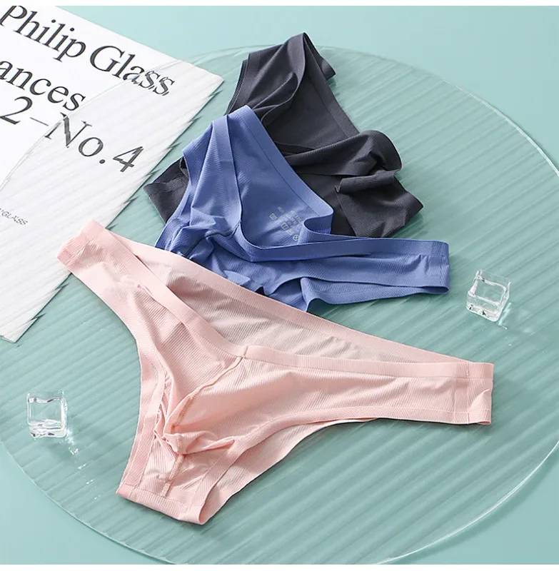 Half Hip Small Triangle Men's Underwear Low Waist Sexy Young Men Ice Silk Seamless Briefs Summer Lightweight Breathable Panties — image 16