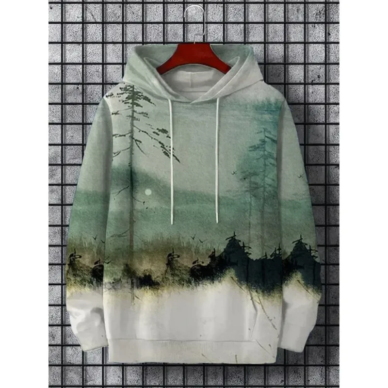 Fuji Mountain Lake Scenery Black Cat Graphic Sudadera con capucha para hombre — image 11