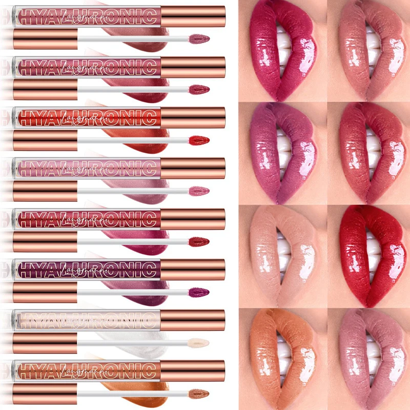 Pearlescent Glitter Plumping Lip Gloss Diamond Glitter Nude Pink Liquid Lipstick Shiny Glass αδιάβροχο Sexy Lip Tint Lip Makeup — image 7