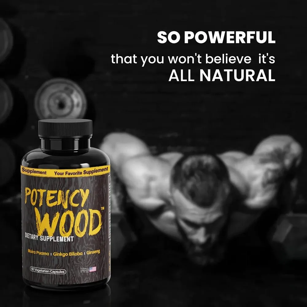 Potency Wood Vitality Boost Capsules - Energy Libido Focus Supplement - Ginseng Ashwagandha Herbal Supplements 60 Capsules — image 4