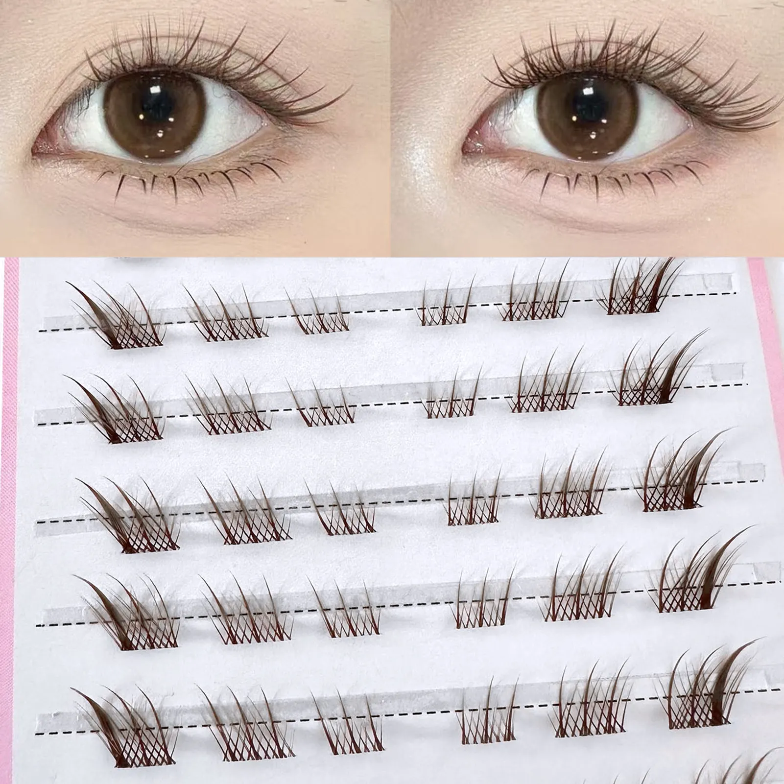 10 rows Foxes Style Anime False Eyelashes Natural Curling 8-13mm Spiky Cluster Segmented eye extensions for Beauty Eye Makeup