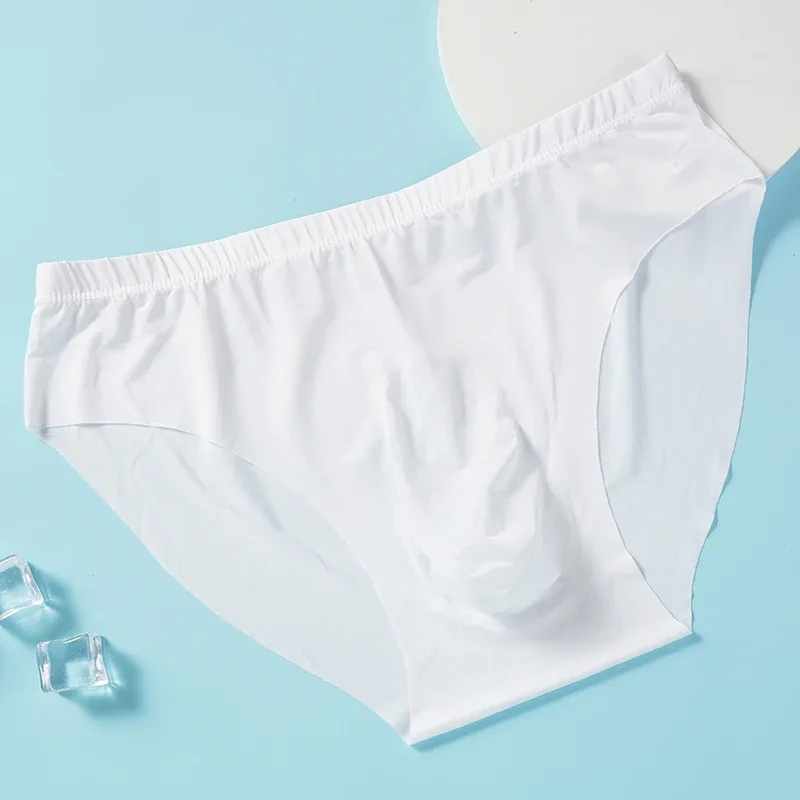 Calzoncillos de seda helada para hombre, ropa interior transparente, sin costuras, Sexy, de secado rápido, transpirable, ultrafina, 4 Uds.