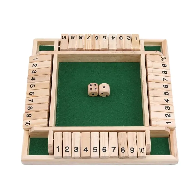 Deluxe Four Sided 10 Numbers Shut The Box Σετ επιτραπέζιου παιχνιδιού Toy Dice Party Club Παιχνίδια ποτού για ενήλικες Οικογένειες — image 2