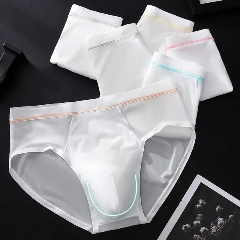 Men's Seamless Ice Silk Briefs Underwear Bulge Pouch Solid Breathable Panties Calzoncillos Hombre Slips Male Panties — image 4