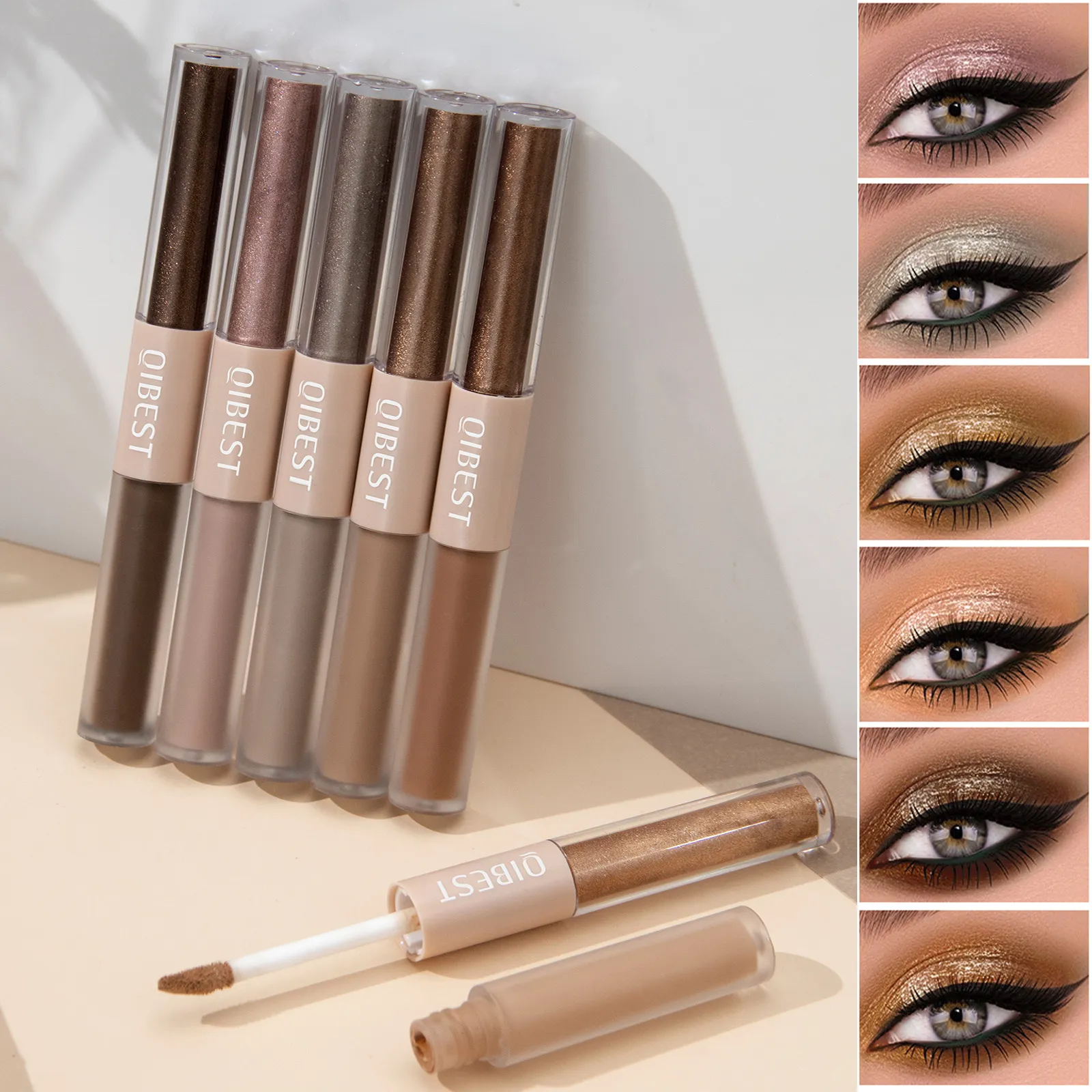 2 σε 1 Stick Pearly Matte Eyeshadow Cream Smooth Nude Eye Makeup Liquid Contour Shadow Stick Αδιάβροχο Shimmer High Light Pen — image 2