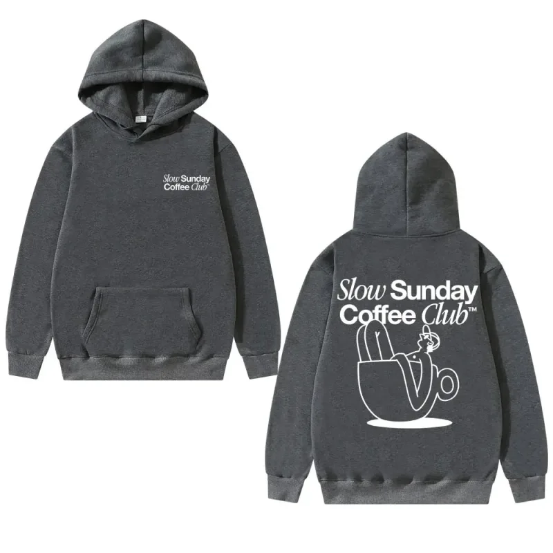 유니섹스 Slow Sunday 커피 클럽 까마귀 풀오버 Funny Meme 빈티지 캐주얼 스트리트웨어 스웨트, 다양한 색상 사용 가능 — image 5