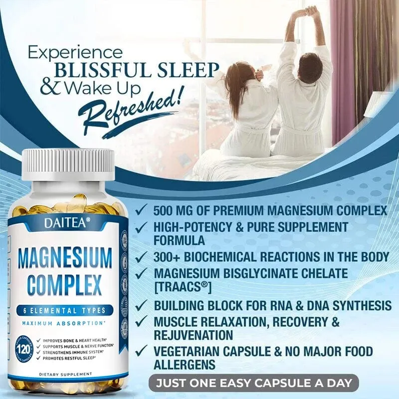 Magnesium Complex Capsule Supplement Supports Nervous System Muscle Cardiovascular and Bone Health Helps Sleep Boosts Energy — image 6