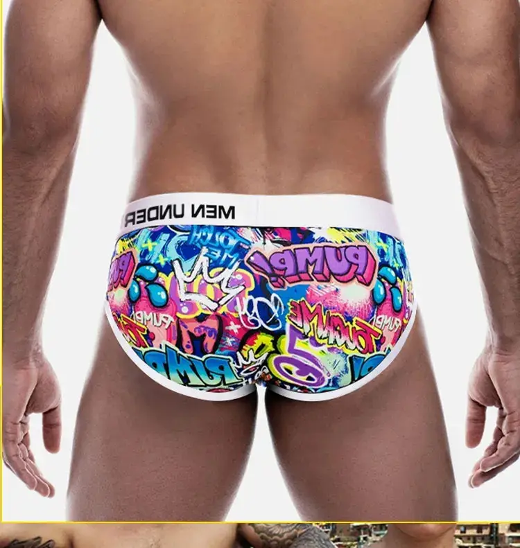 Sexy Men Underwear Funny Briefs Underpants Graffiti Panties Jockstrap Low Waist Butt Lifter Male Underwear MP223 — image 16