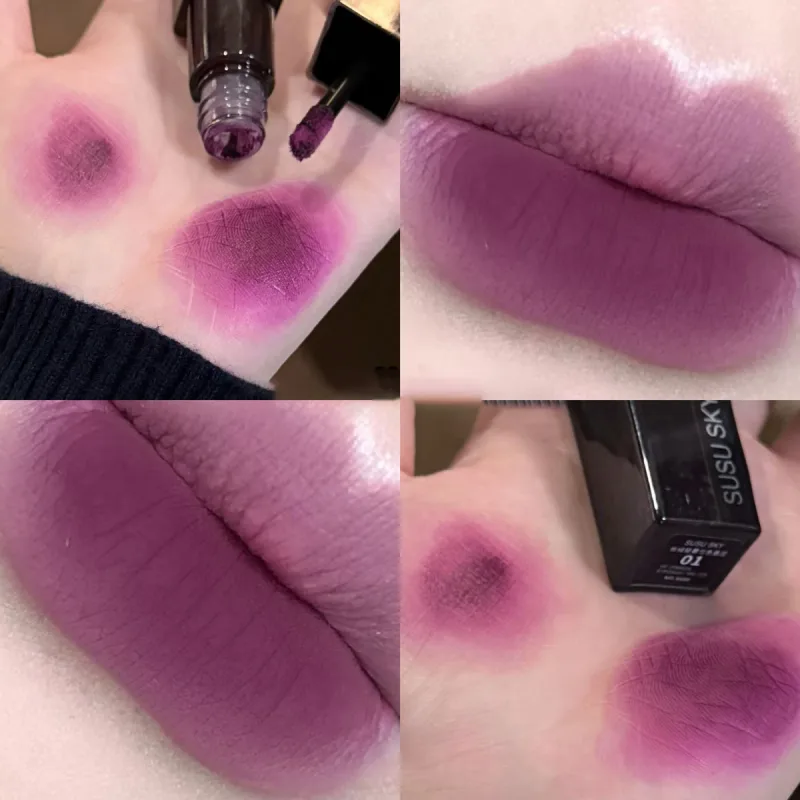 Αδιάβροχο Punk Gothic ματ μαύρο κραγιόν Μωβ Lipgloss Μακιγιάζ Mousse Lip Mud Σκούρο κόκκινο καφέ Κραγιόν Αντικολλητικό Cup Lip Tint — image 6