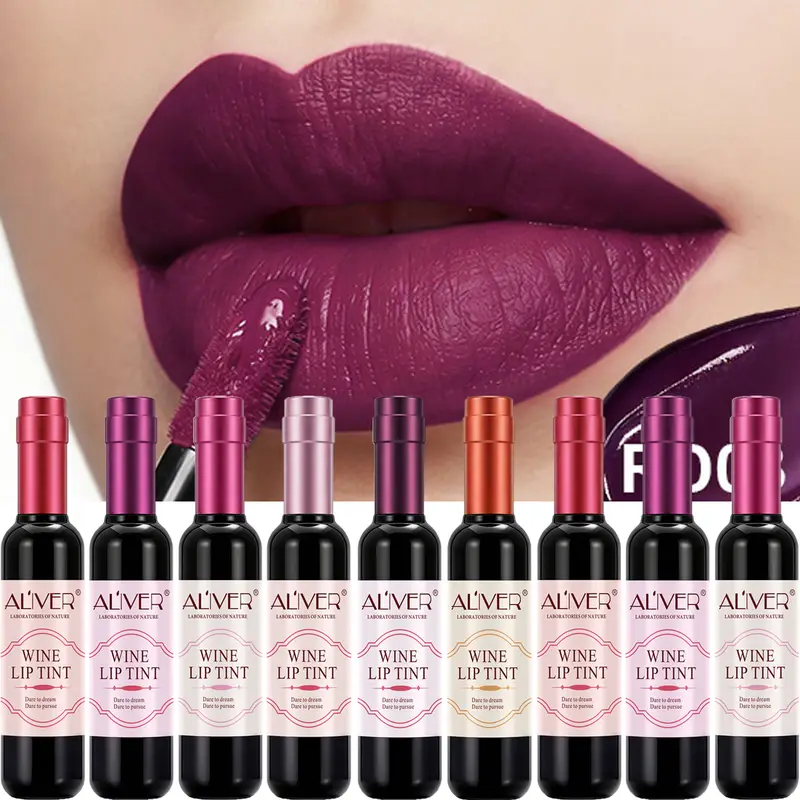 1 τεμ. Ματ Lip Gloss Σχήμα Μπουκαλιού Κόκκινου Κρασιού Σέξι Αντικολλητικό Κύπελλο Βελούδινο Ματ Γυμνό Υγρό Κραγιόν Γυναικείο Μακιγιάζ Lip Gloss — image 2