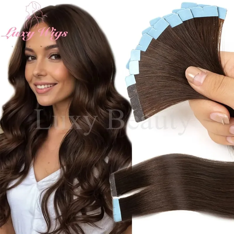 Highlights Καφέ Μίνι Ταινία σε Ανθρώπινα Μαλλιά Extensions Φυσικό Μαύρο Ξανθό Αόρατη Μίνι Ταινία διπλής όψης χωρίς ραφή στα μαλλιά 10τμχ